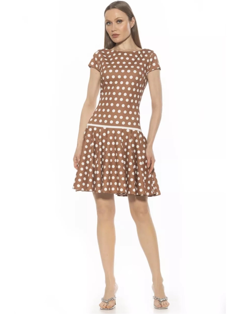 Alexia Admor Aoife Boatneck Short Sleeve Fit And Flare Dress - Camel